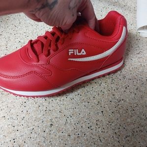 Red fila shoes